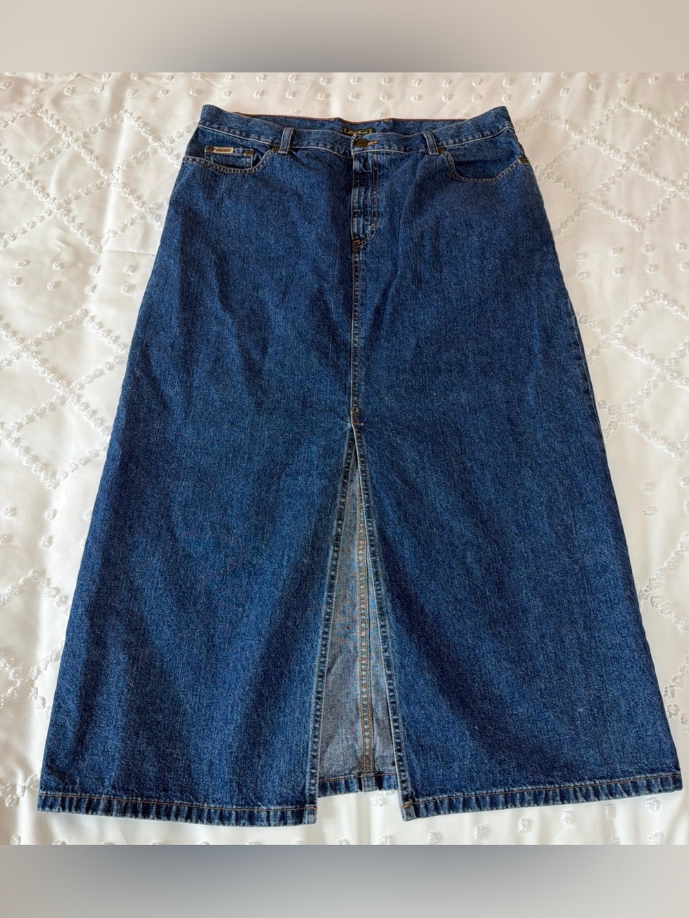 Vintage Eddie Bauer Jean Skirt Women’s 18 Front Slit Denim Long Maxi Pockets Y2K